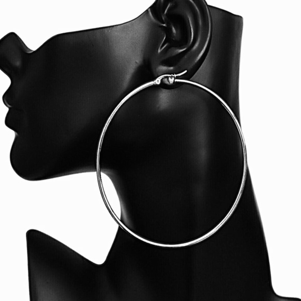 925 huge sterling silver hoops 80mm Xlarge